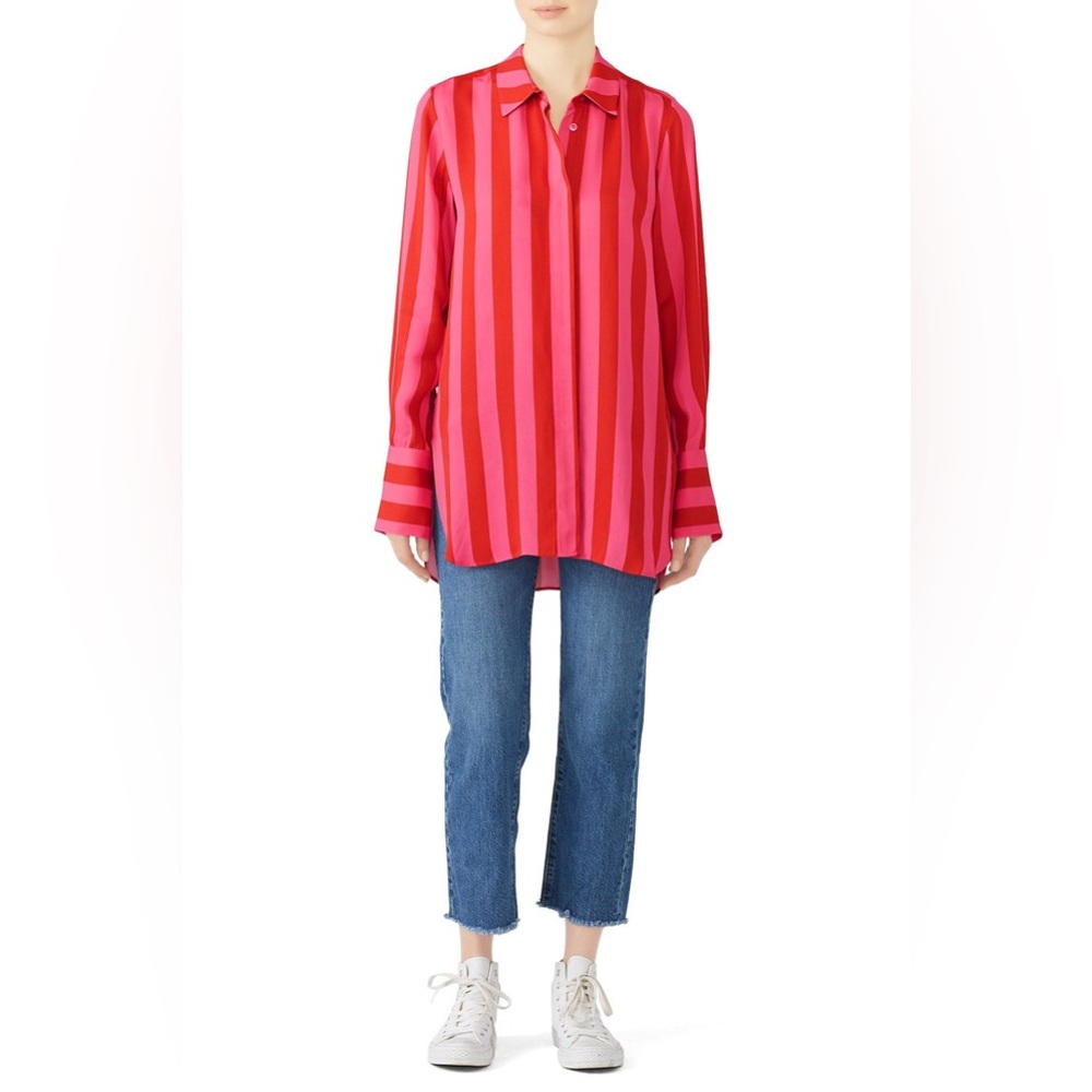 Stone Goya Red and Pink Oversized Stripe Virgo Top